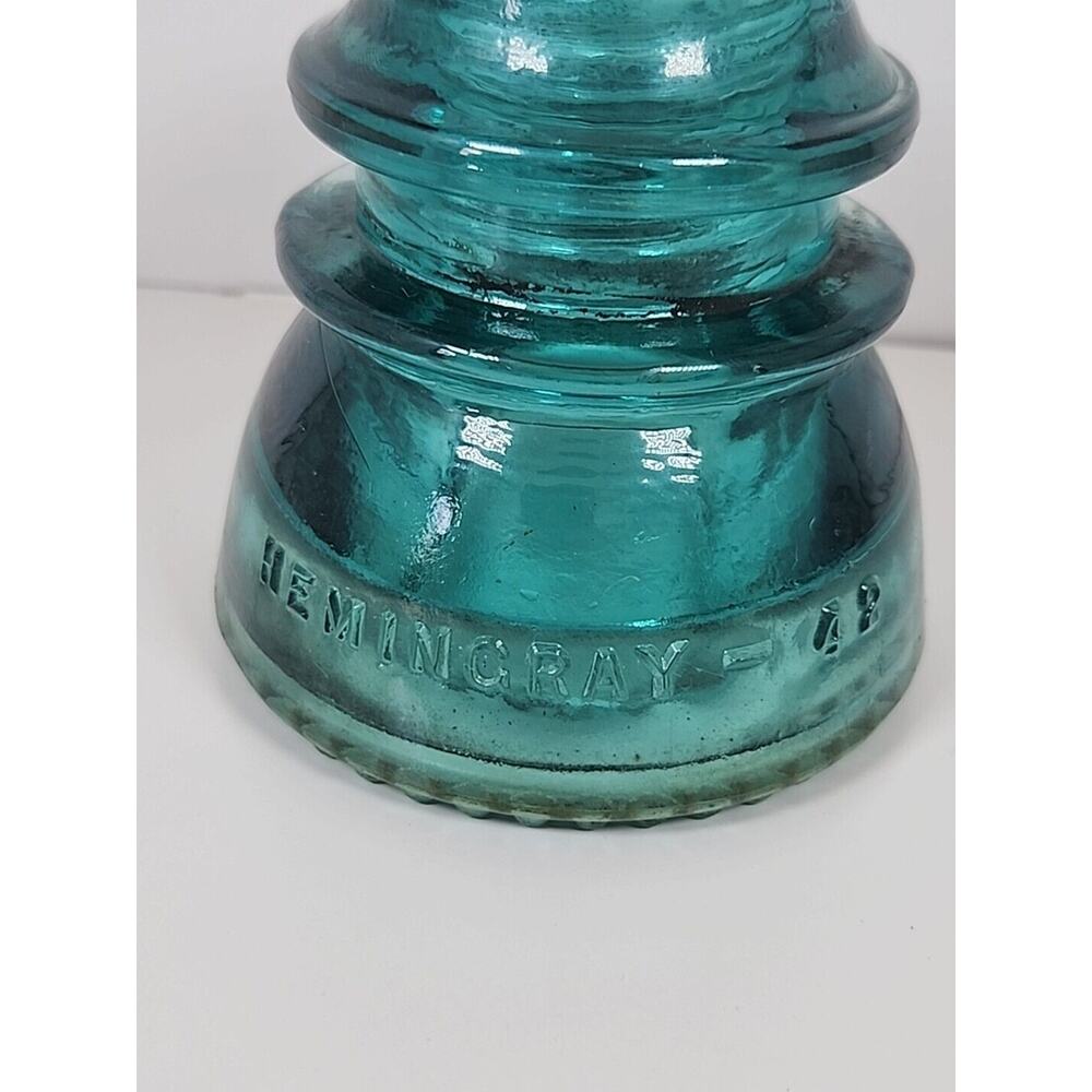 Aqua (Blue/Green) Hemingray 42 Electrical Glass Insulator - Made in USA - Picture 2 of 9